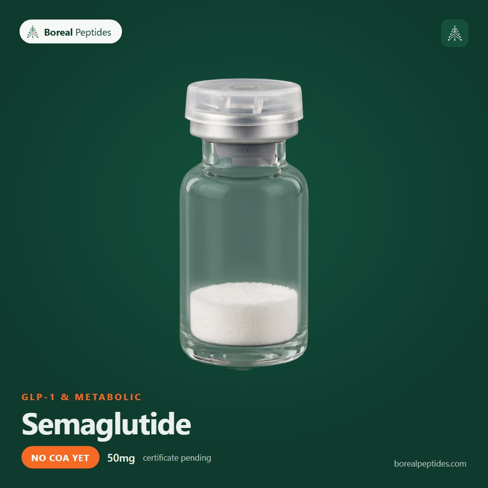semaglutide-featured Semaglutide research vial, no certificate yet, Boreal Peptides Canada